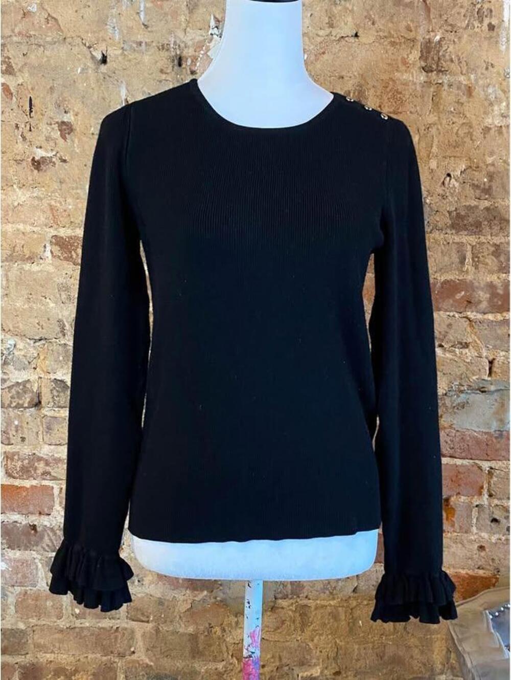 Elegant Black Ribbed Sweater by White House Black Market - Size M
